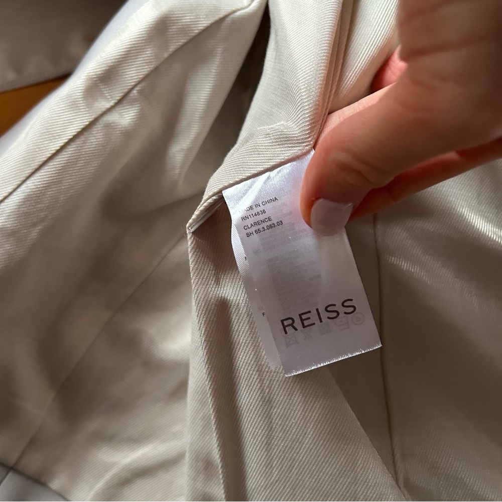 Reiss Sz 4 Clarence Light Grey Structured Classic Tailored Blazer Coat - Picture 15 of 15